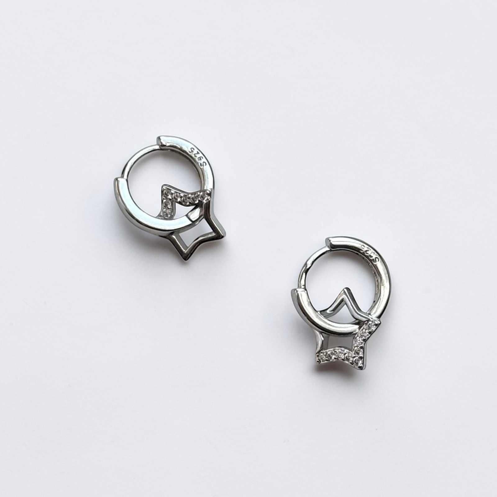 Star Pendant Small Hoop Earrings